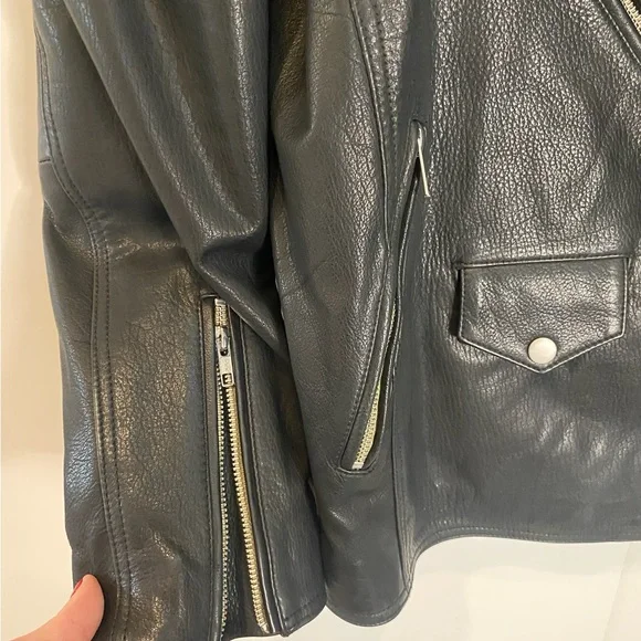 Quince Black Leather Jacket for Women - Picture 3 of 5